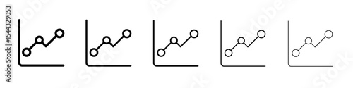 Line chart icon black and white vector sign