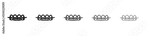 lingual braces icon black and white vector sign
