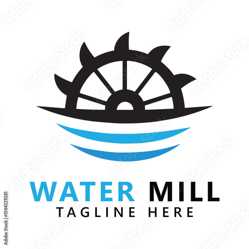 Water mill logo vector icon concept illustration design