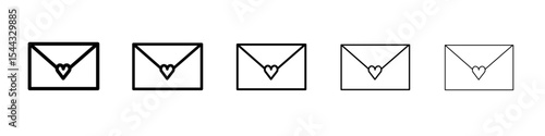 love envelope icon black and white vector sign