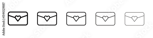 love envelope icon black and white vector sign