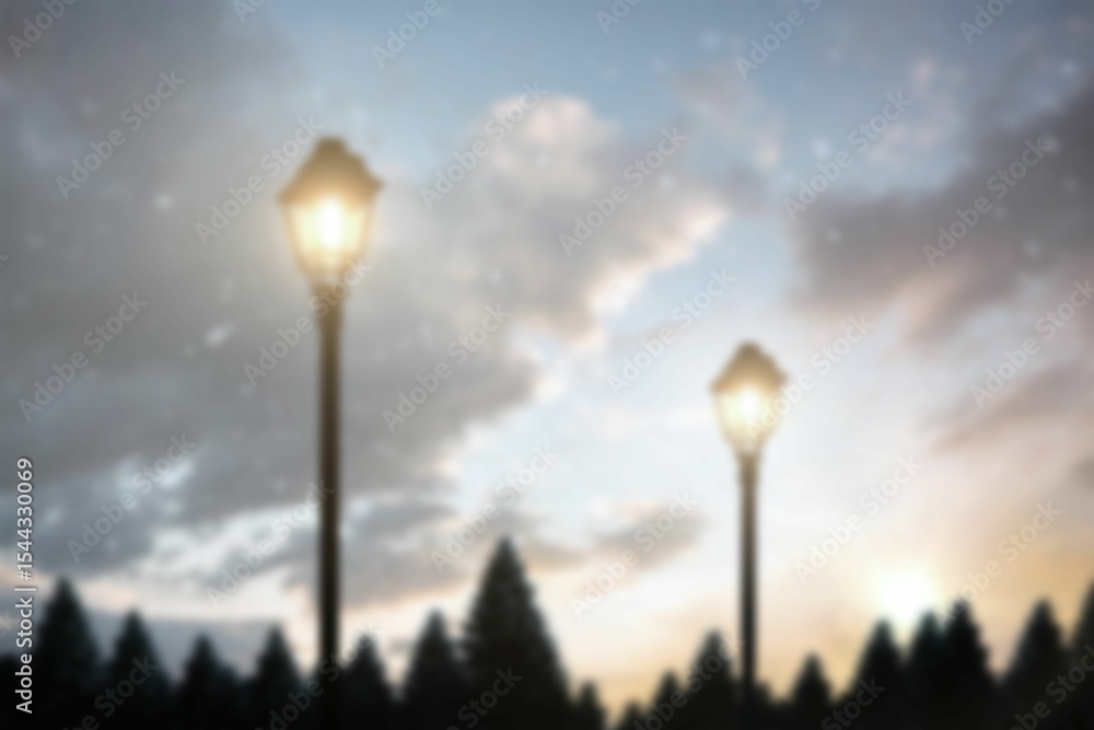 Obraz premium Blurred lampposts at night