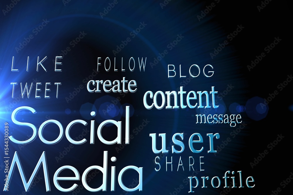 Obraz premium Media words on black background