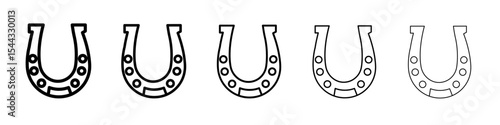 lucky horseshoe icon black and white vector sign