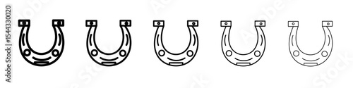 lucky horseshoe icon black and white vector sign