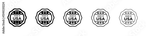 Made in usa badge icon black and white vector sign