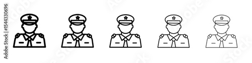 Male chief officer icon black and white vector sign