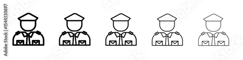 Male chief officer icon black and white vector sign