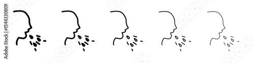 man coughs icon black and white vector sign