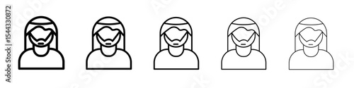man in wearing a keffiyeh icon black and white vector sign