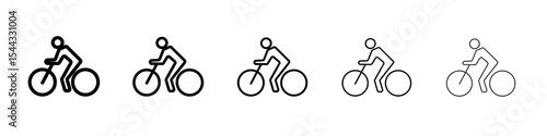 Man on bicycle icon black and white vector sign