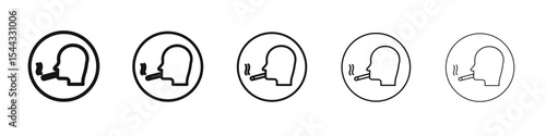 man smoking cigarette icon black and white vector sign