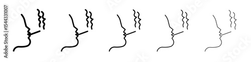man smoking cigarette icon black and white vector sign