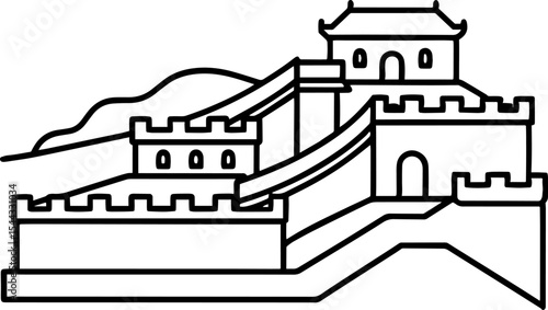 Great Wall of China line art drawing
