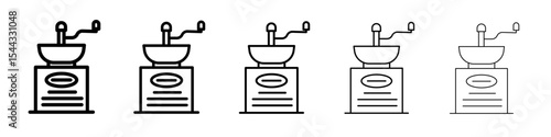 Manual coffee grinder icon black and white vector sign