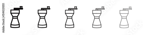Manual coffee grinder icon black and white vector sign