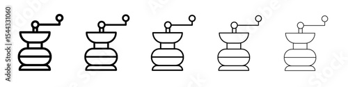Manual coffee grinder icon black and white vector sign