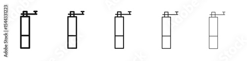 Manual coffee grinder icon black and white vector sign
