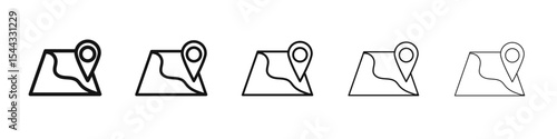 Map icon black and white vector sign