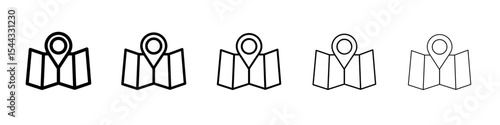Map icon black and white vector sign