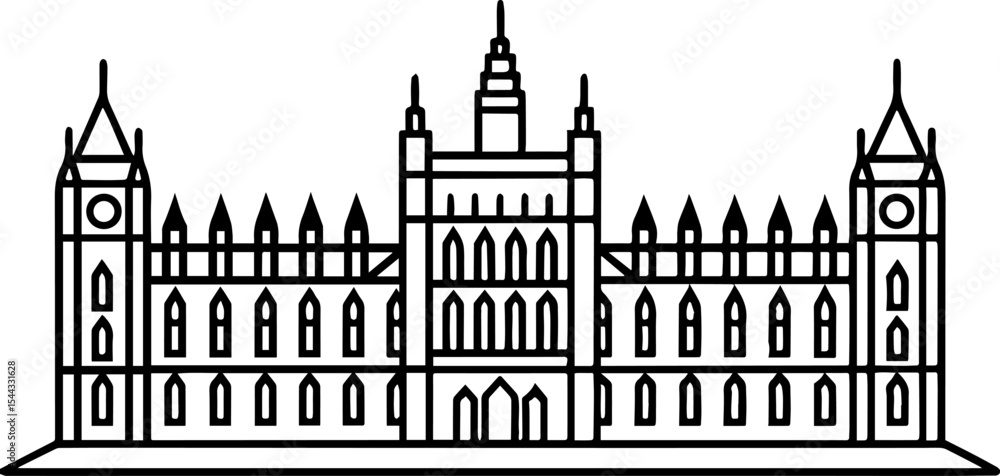 Naklejka premium Houses of Parliament London outline icons 