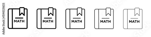 Maths book icon black and white vector sign