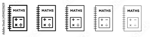 Maths book icon black and white vector sign