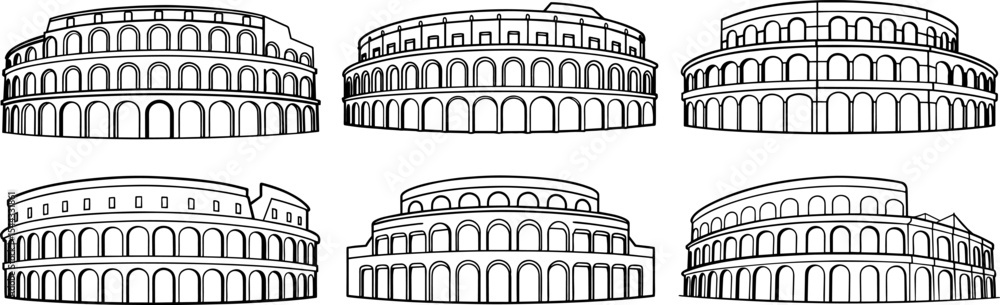 Fototapeta premium Colosseum Rome outline vector illustrations