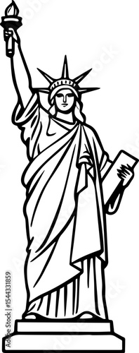 Statue of Liberty outline vector illustrations
