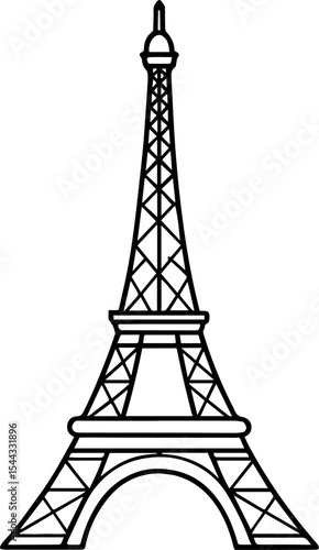 Eiffel Tower outline vector illustrations
