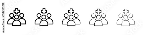 Medical team icon black and white vector sign