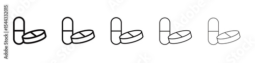Medicine pills icon black and white vector sign