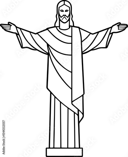 Christ the Redeemer line art illustrations
