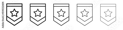 Military rank badge icon black and white vector sign