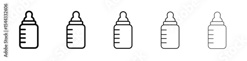 Milk bottle icon black and white vector sign