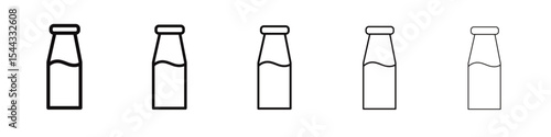 Milk bottle icon black and white vector sign