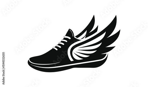 Fast running shoe with wings logo design