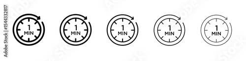 Minute timer icon black and white vector sign