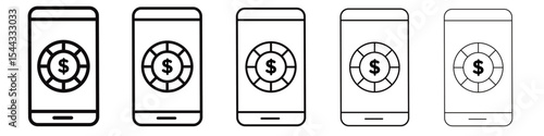 Mobile casino icon black and white vector sign
