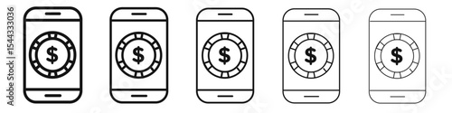 Mobile casino icon black and white vector sign