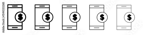 mobile payment icon black and white vector sign