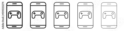 mobile phone game icon black and white vector sign