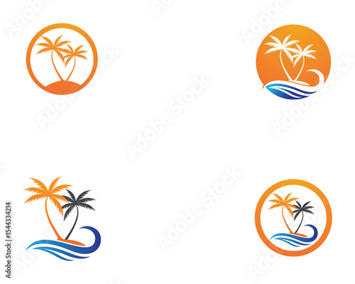 Palm tree summer logo template