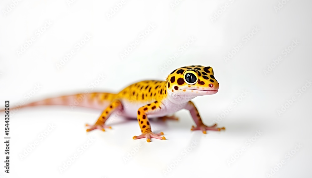 Naklejka premium Leopardgecko mit auffälligem Muster auf weißem Hintergrund