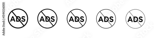 No ads icon black and white vector sign