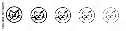 No cats allowed icon black and white vector sign