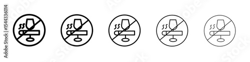 No alcohol and cigarettes icon black and white vector sign