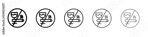 No alcohol and cigarettes icon black and white vector sign