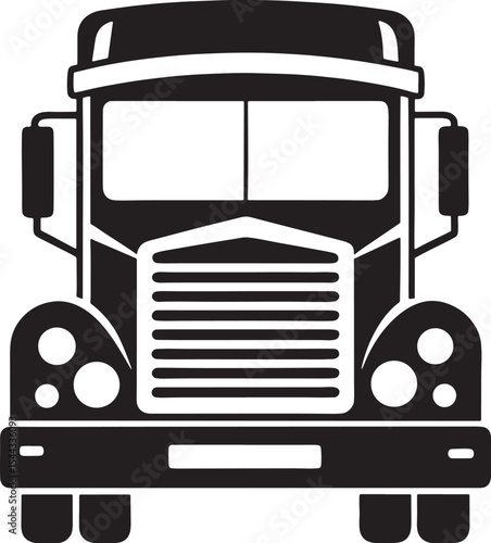 Big rig truck silhouette isolated on white background