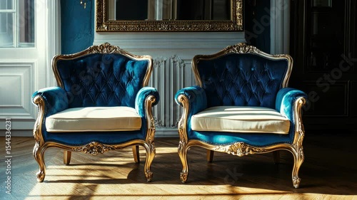 Blue Chairs on Hardwood Floor